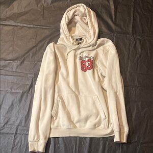 H&M Cream Hoodie with Red Graphic